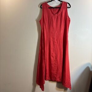 Assymetrical Hem Line Linen Dress SZ XL Sleeveless Unlined